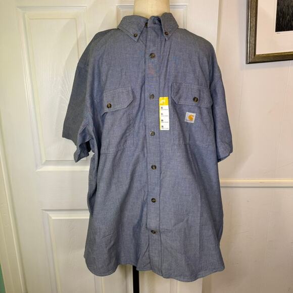 Carhartt Button Down Shirt Mens XL Loose Fit Workwear Chambray Midweight NWT - Picture 3 of 12